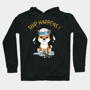 Ship Happens funny pun - orange dog Hoodie